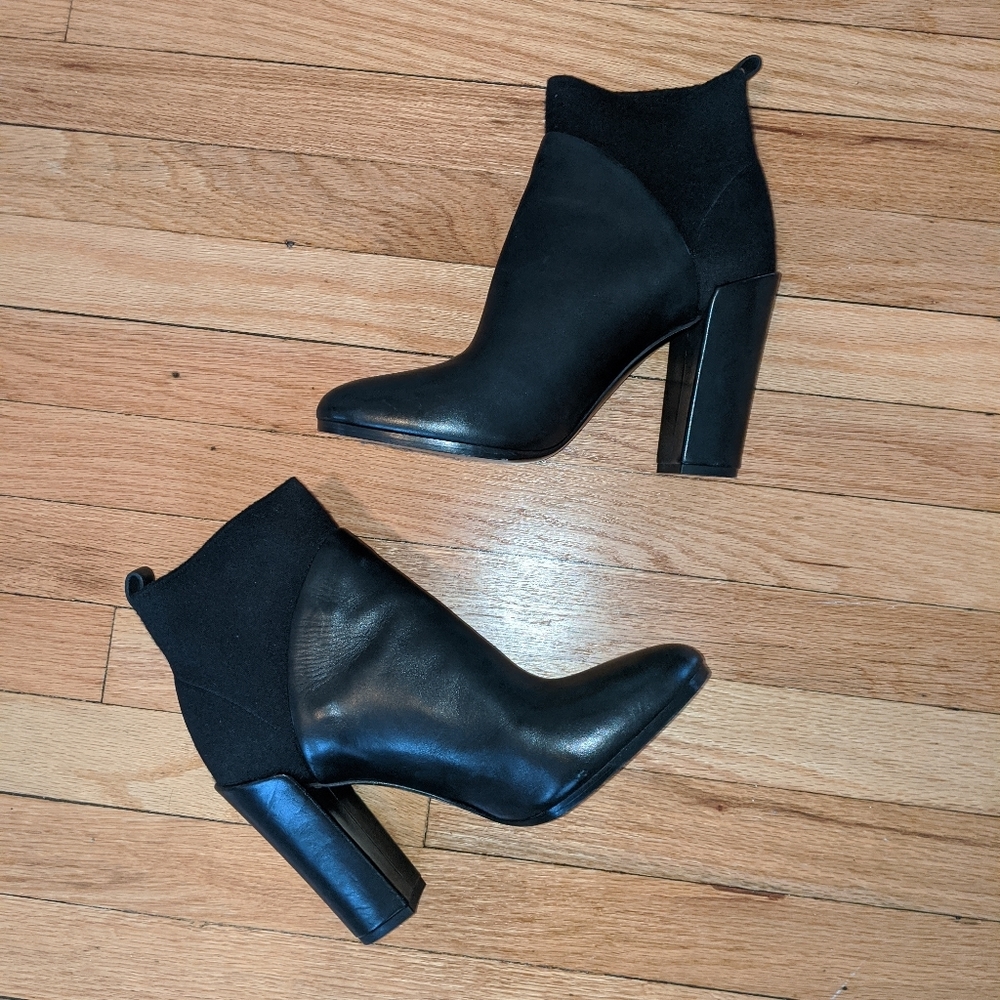 Vince leather and knit ankle boots, size 11